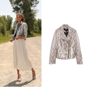 Golden Goose Madison Leather Jacket in Silver Python 38 2